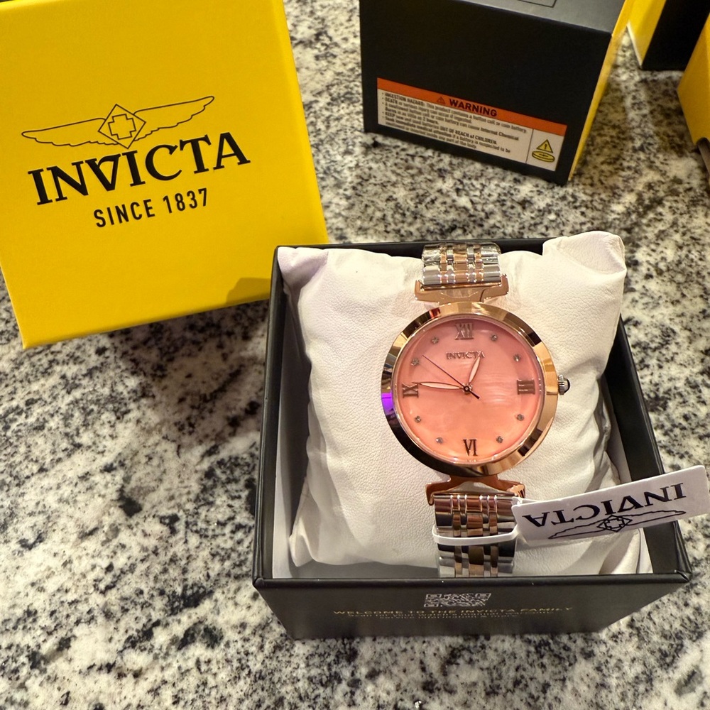Invicta Rose Gold and Silver Watch with Pink Dial